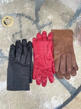 Coach Men's Leather Gloves in Black, Red, and Brown